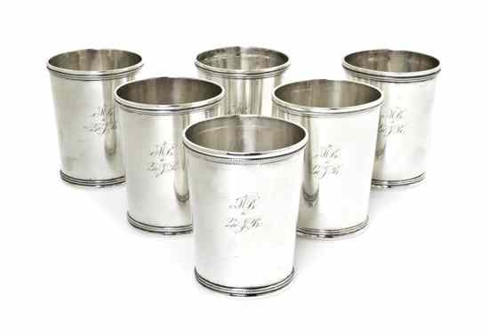 Appraisal: A Set of Six American Coin Silver Juleps E Jaccard