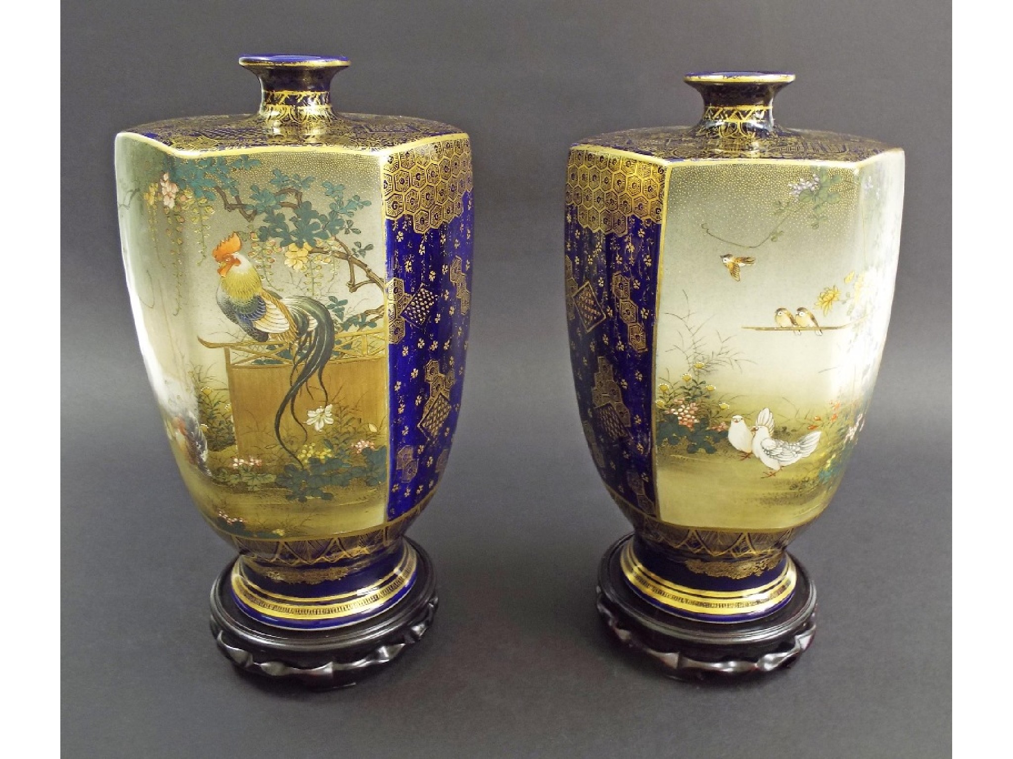 Appraisal: Pair of large Japanese Kinkozan School Satsuma vases Meiji period