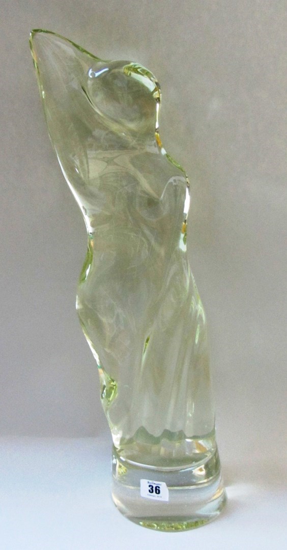 Appraisal: A contemporary glass sculpture of a female figure signed E