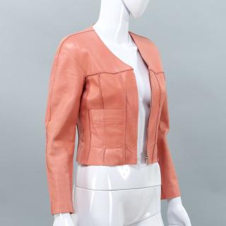 Appraisal: Chanel Couture pink lambskin crop jacket Chanel Couture pink lambskin