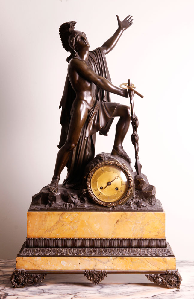 Appraisal: - Empire Style Figural Clock Bronze Empire style figural clock