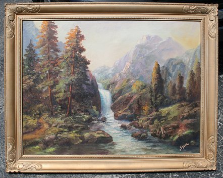 Appraisal: HASTE Laura M American - Falls in Yosemite Landscape OIL