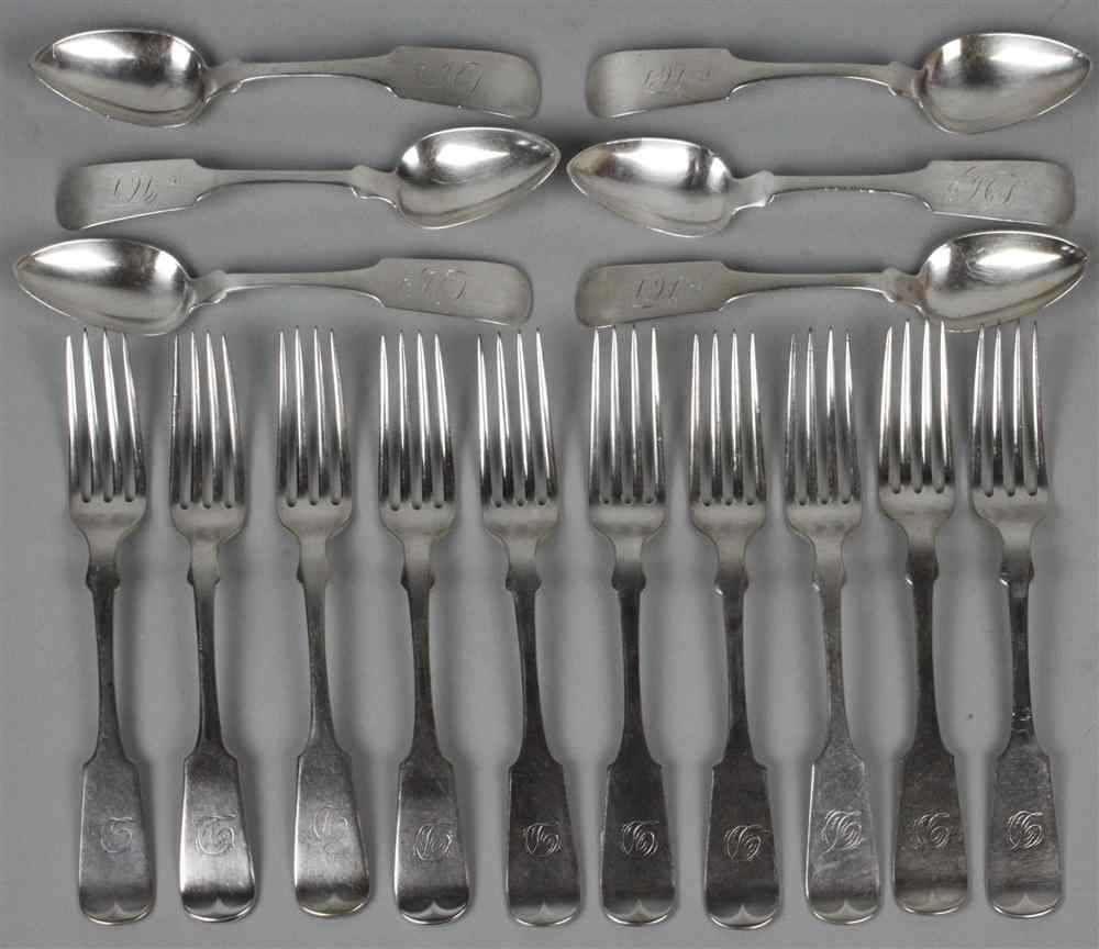 Appraisal: TWELVE F CURTIS CO COIN SILVER DINNER FORKS circa Woodbury