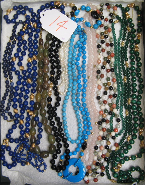 Appraisal: COLLECTION OF BEADED NECKLACES AND BRACELETS two Lapis Lazuli necklaces