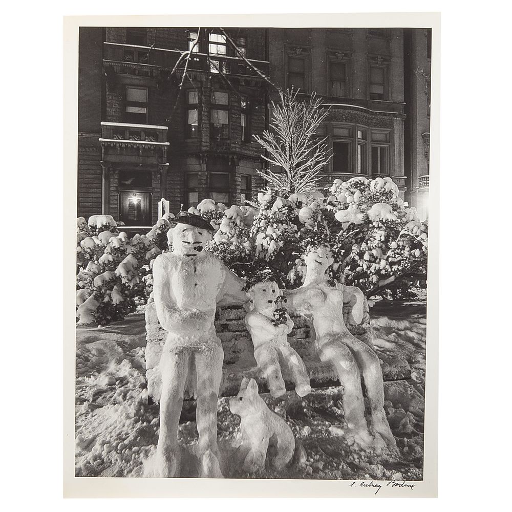 Appraisal: A Aubrey Bodine Snowman Family photograph American - Gelatin silver