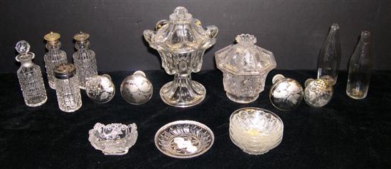 Appraisal: Early glass including two pairs mercury glass tie backs pressed