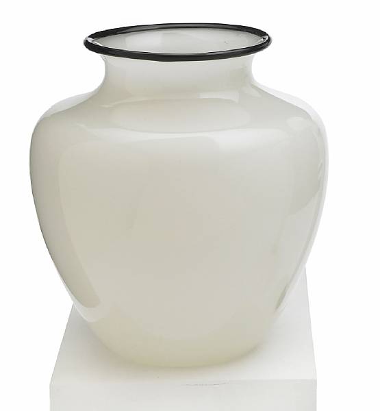 Appraisal: A Steuben Alabaster glass vase shape - mirror black rim