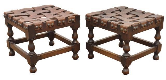 Appraisal: lot of Diminutive Spanish style foot stools each with woven