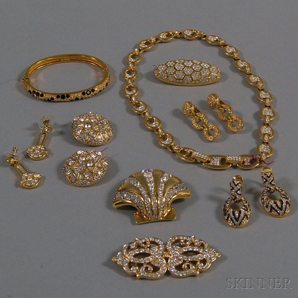 Appraisal: Small Group of Signed Swarovski Costume Jewelry three brooches four