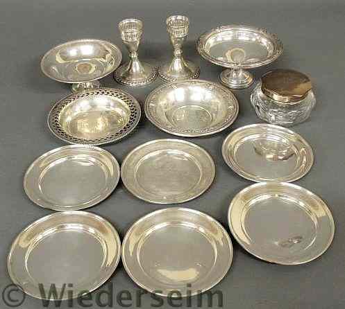 Appraisal: Group of sterling silver tableware to include butter plates compotes