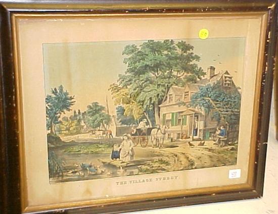 Appraisal: Currier and Ives lithograph ''The Village Street '' framed under