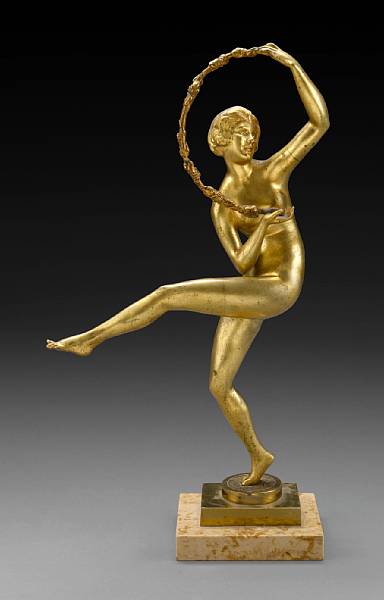 Appraisal: A French Art Deco gilt bronze figure of a maiden