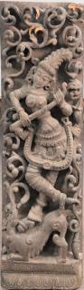 Appraisal: Large Tibetan carved wood panel of a woman standing on