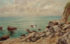 Appraisal: Greek School early th Century- Rocky coastal scene oil on