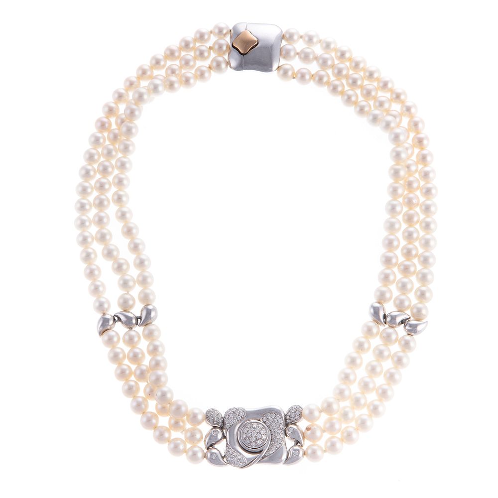 Appraisal: La Nouvelle Bague Pearl Diamond Necklace in K K white