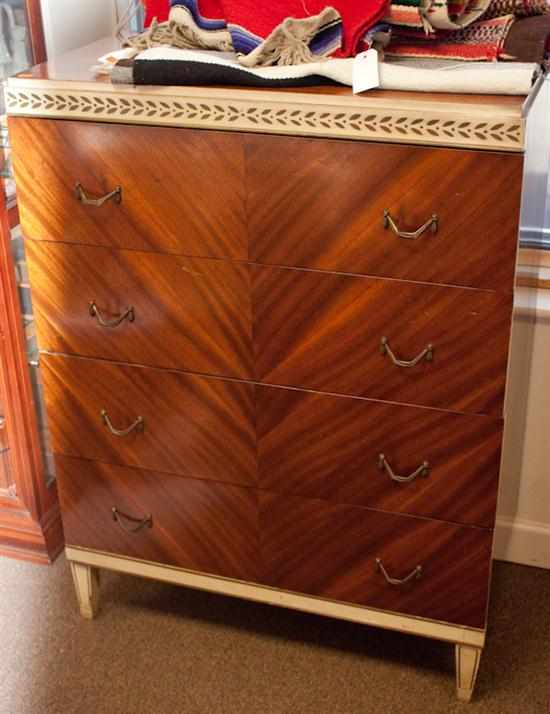 Appraisal: Modern walnut and painted wood chest of drawers Estimate -