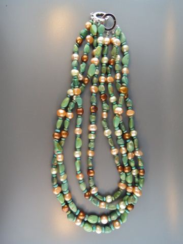 Appraisal: Turquoise Pearl Necklace four strand with various earth tone color