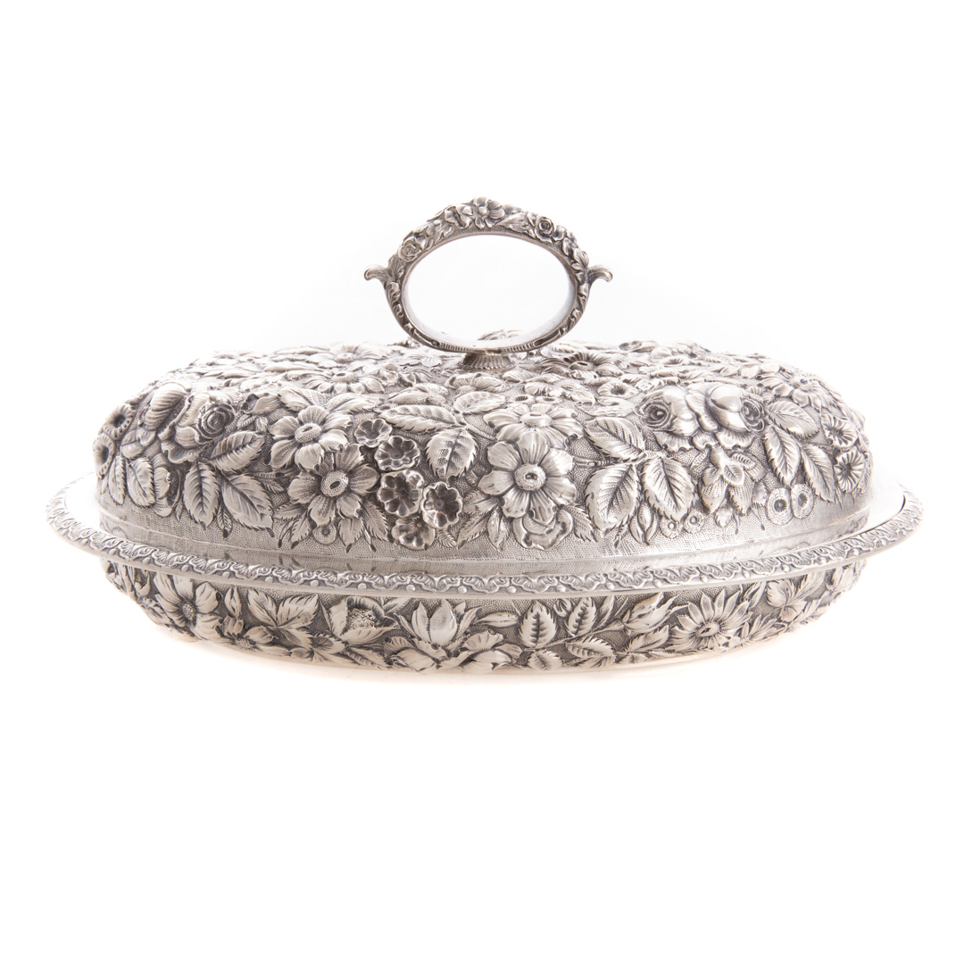 Appraisal: Fine repousse sterling covered vegetable dish Loring Andrews Cincinnati first