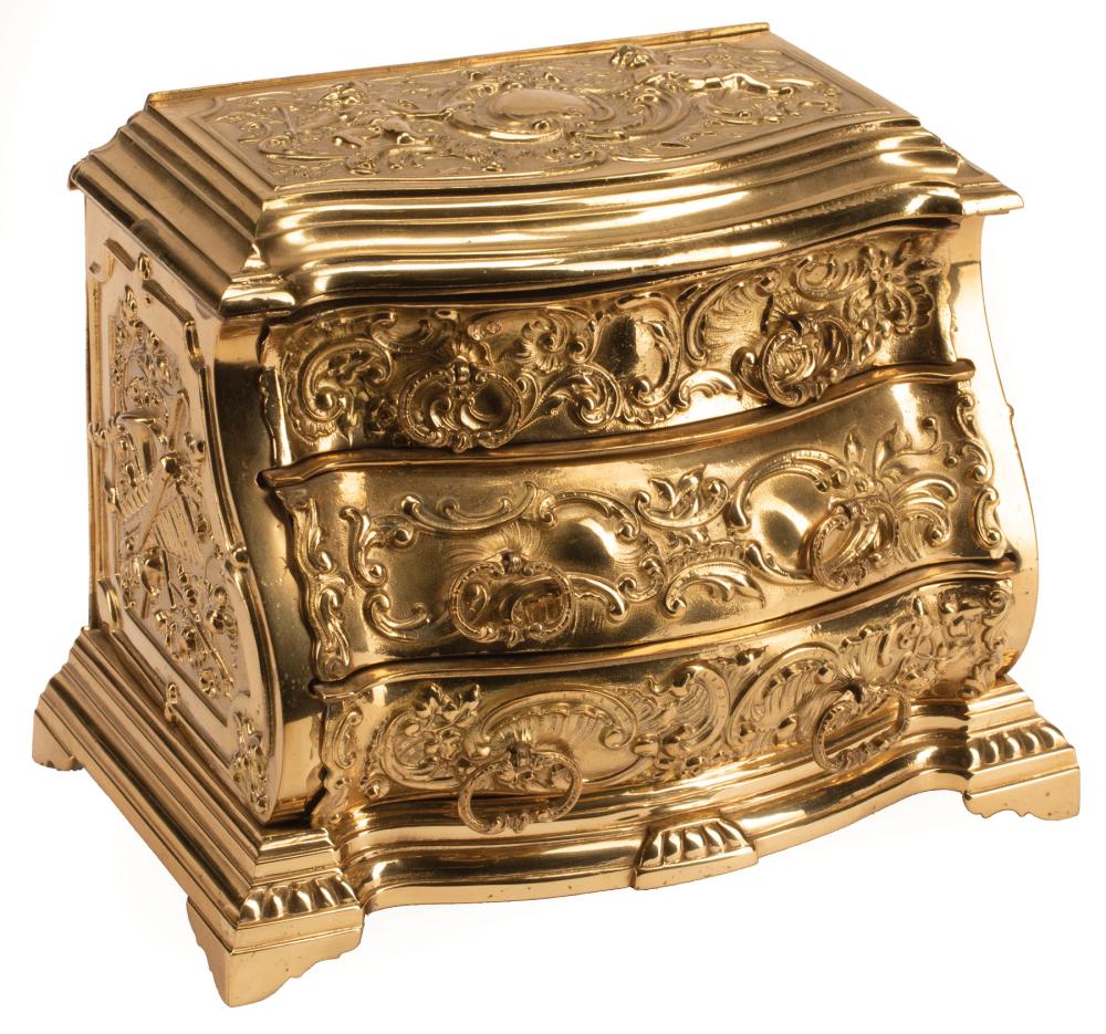 Appraisal: Bronze Dore Jewelry Box in the form of a Miniature