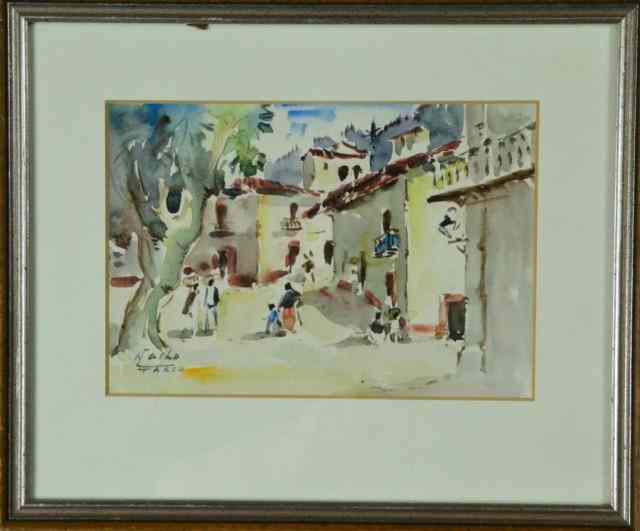 Appraisal: SIGNED NACHO TAXCO WATERCOLORSunny portrayal of a Latin American village