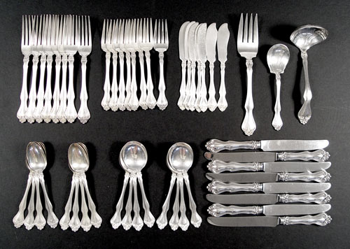 Appraisal: WESTMORLAND GEORGE MARTHA WASHINGTON STERLING FLATWARE pieces to include dinner