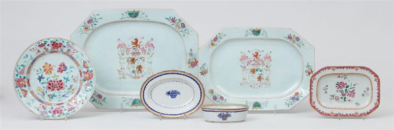 Appraisal: TWO CHINESE EXPORT ARMORIAL PLATTERS IN GRADUATED SIZES AND OTHER