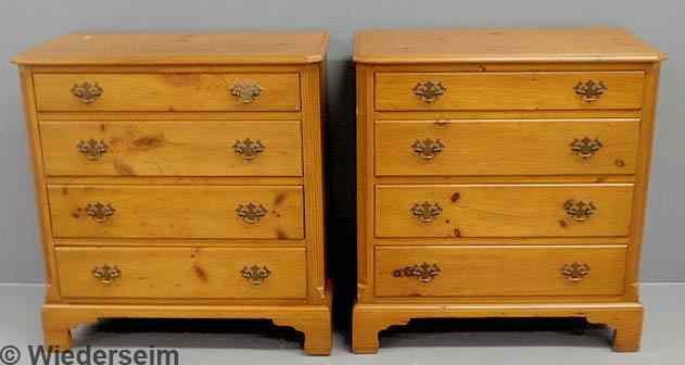 Appraisal: Pair of Kittinger Chippendale style pine bachelor's chests with chamfered