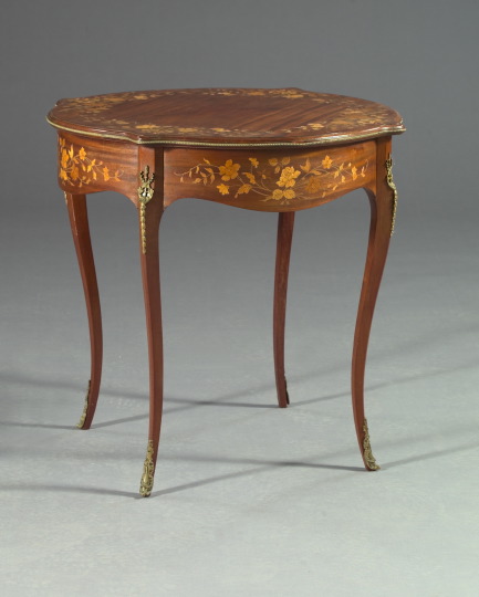 Appraisal: Louis XV Marquetry and Mother-of-Pearl Inlay Walnut Center Table first