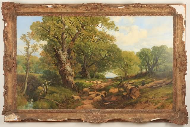 Appraisal: Arundel Park Sussex landscape with sheep resting oil on canvas