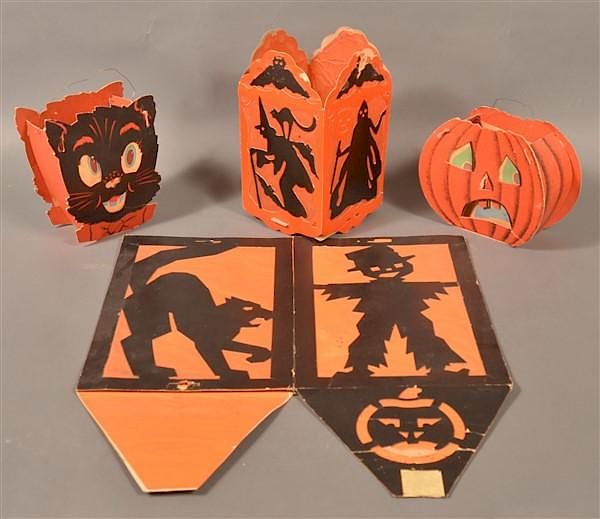 Appraisal: Four Various Halloween Cardboard Lanterns Four Various Halloween Cardboard Lanterns