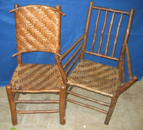 Appraisal: FOUR PIECES OLD HICKORY FURNITURE Each made of naturalistic stick