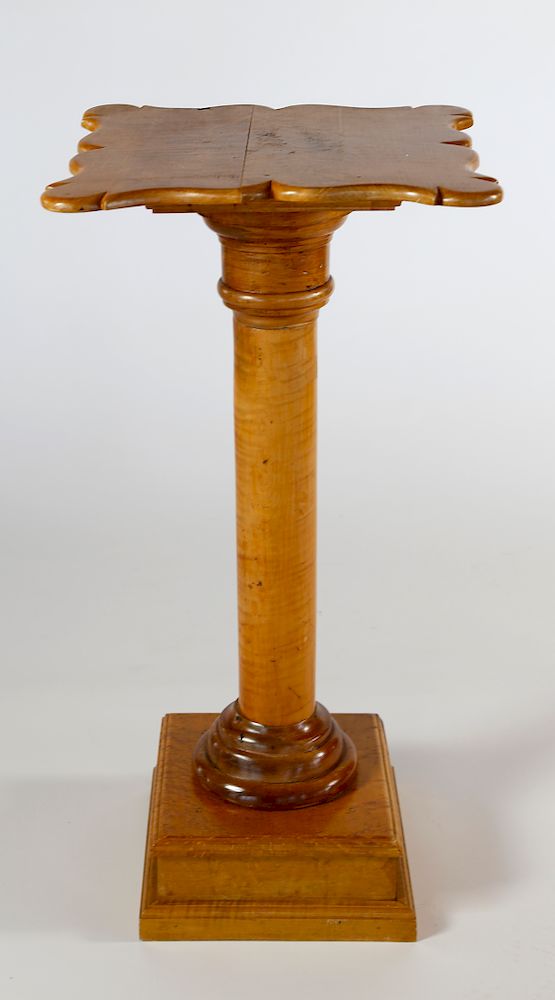 Appraisal: th Century Tiger and Curly Maple Pedestal Exclusive on Bidsquare