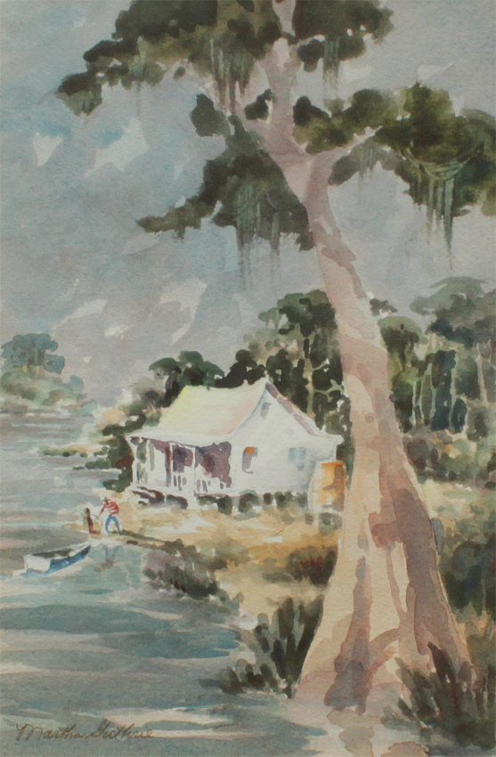 Appraisal: GUTHRIE Martha American th Century Cabin on the Bayou Watercolor