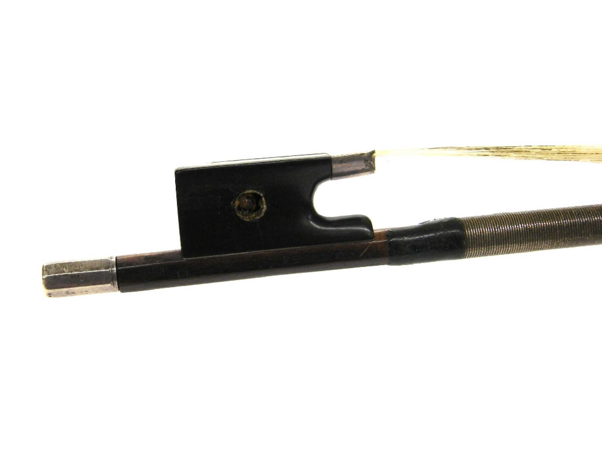 Appraisal: English silver mounted violin bow by and stamped Jas Tubbs