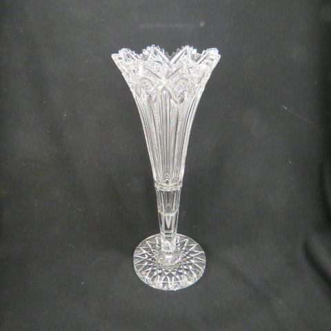 Appraisal: Cut Glass Trumpet Vase brilliant period starburst zipper cut