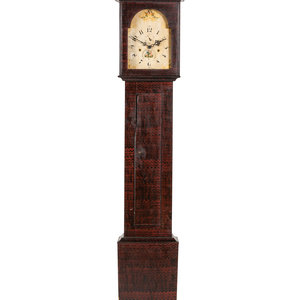 Appraisal: A Federal Red Grain-Painted Case Clock Works by Luman Watson