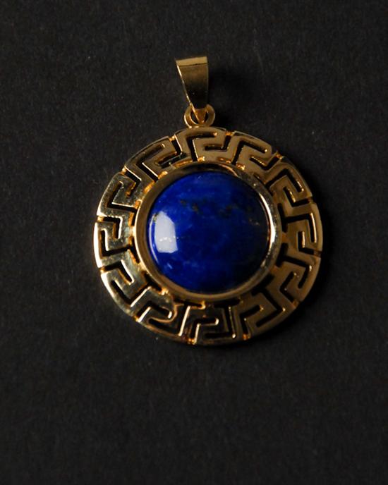 Appraisal: Round K Yellow Gold Pendant with Greek Key Motif with