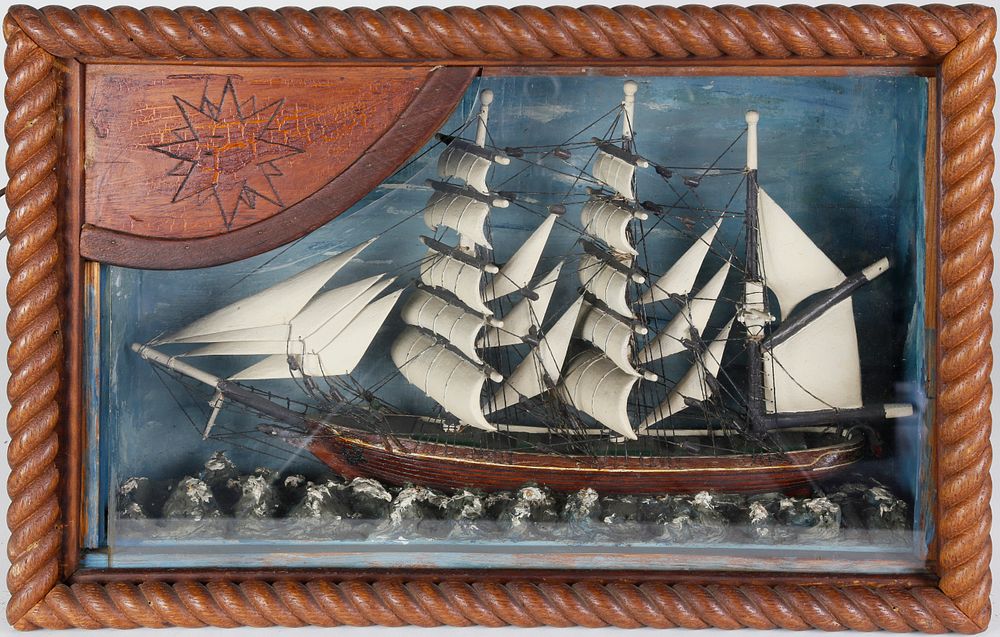 Appraisal: Folk Art Ship Shadowbox circa s Folk Art Ship Shadowbox