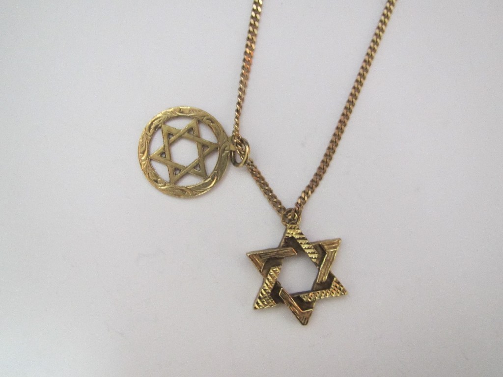 Appraisal: A heavy ct gold Star of David pendant another smaller