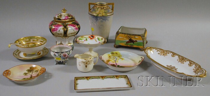 Appraisal: Thirteen Nippon Gilt and Hand-painted Porcelain Table Items an American