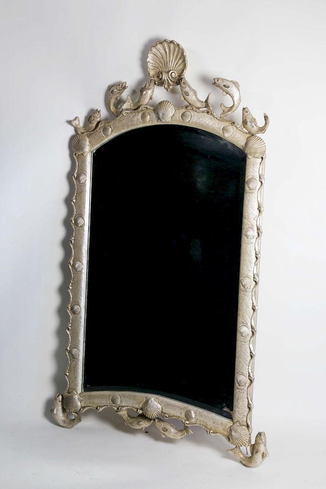 Appraisal: Large Silver Gilt Framed Contemporary Mirror with Carved Marine Life