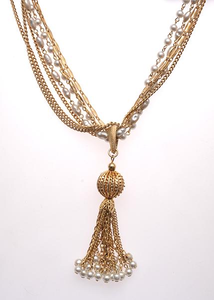 Appraisal: A PEARL TASSEL NECKLACE SIGNED KRAMER NEW YORK A PEARL