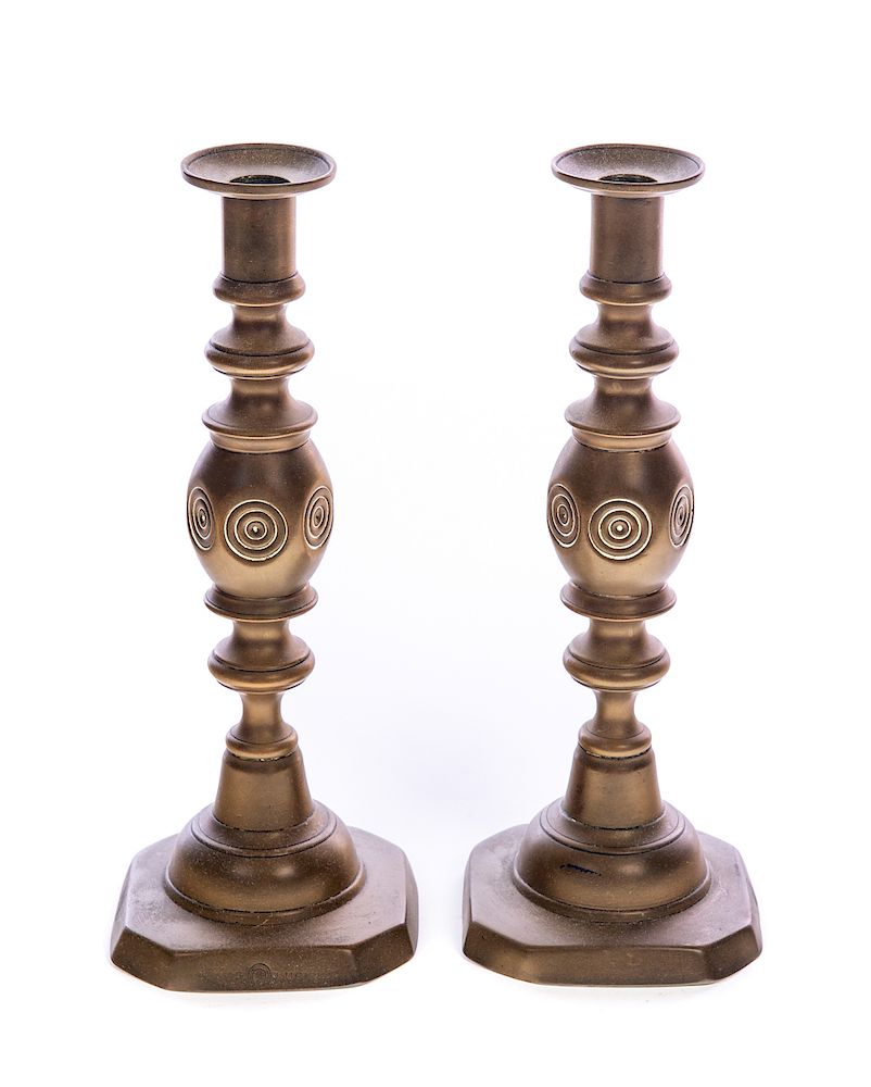 Appraisal: Pr Brass Candlesticks Excellent condition with no damage or repairs