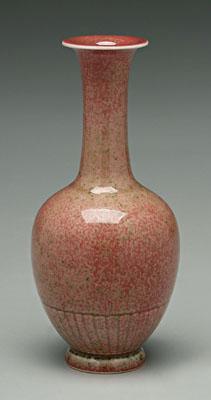 Appraisal: Chinese peachbloom chrysanthemum vase ovoid body strawberry glaze speckled with