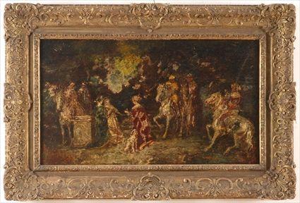 Appraisal: ADOLPHE MONTICELLI - MEETING IN THE FOREST Oil on board