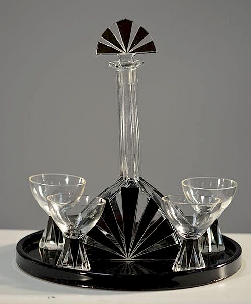 Appraisal: Karel Palda Decanter Set Art Deco Karel Palda decanter set