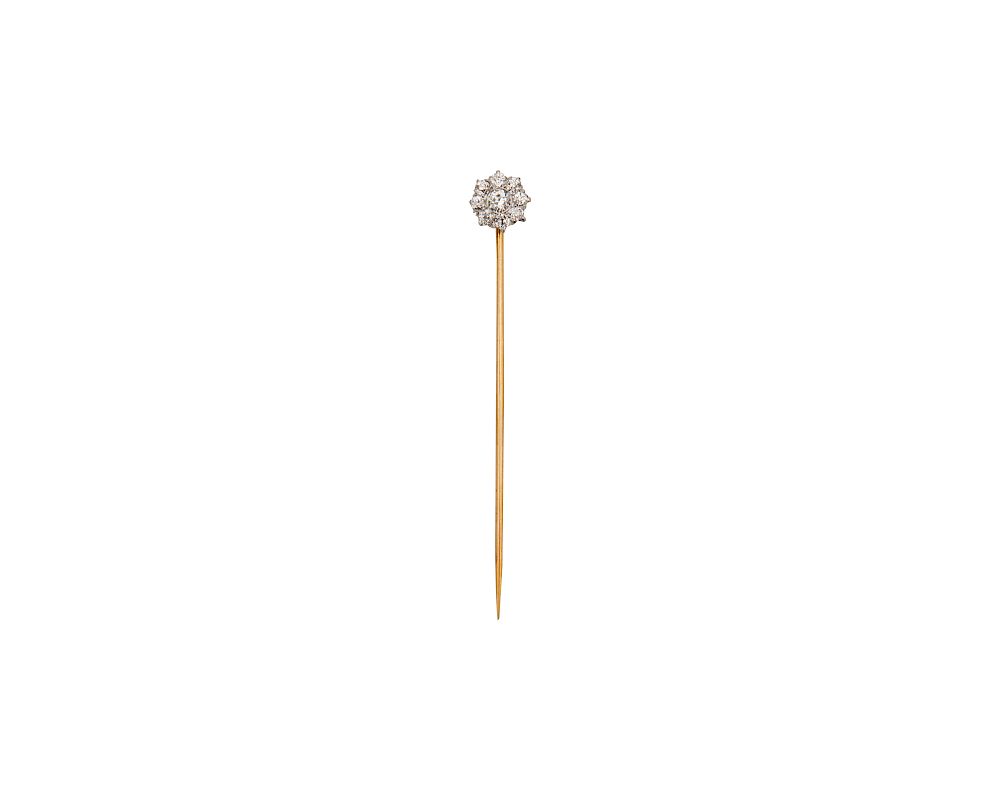 Appraisal: K Gold Platinum and Diamond Stick Pin K Gold Platinum