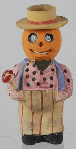 Appraisal: Halloween Pumpkin Head Man Candy Container Description Wearing pink polka-dot