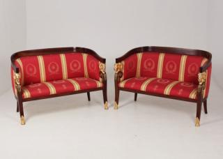 Appraisal: PAIR OF FRENCH REGENCY STYLE MAHOGANY BRONZE MOUNTED CANAPES PAIR