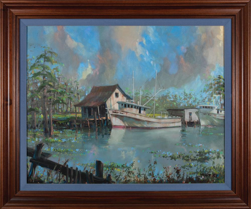 Appraisal: Don Wright American Louisiana - Cabin on the Bayou oil